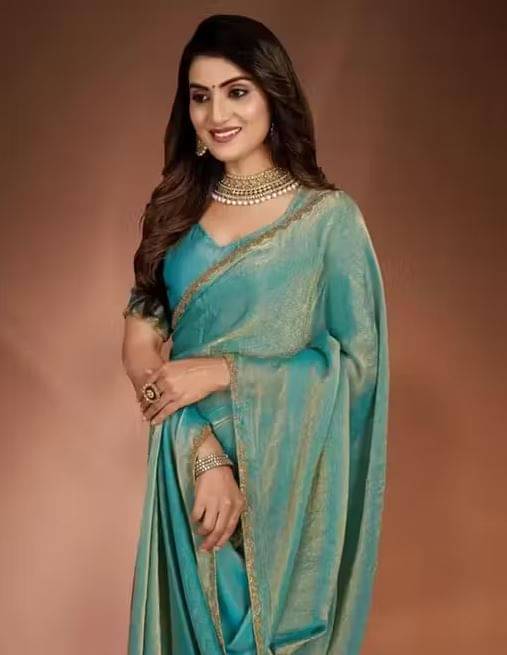     			Madhav Art Chiffon Solid Regular Saree With Unstitched Blouse Piece ( Aqua Blue )