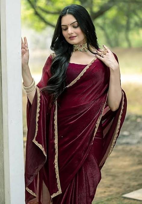 Madhav Art Chiffon Solid Regular Saree With Unstitched Blouse Piece ( Maroon ) Madhav Art Chiffon Solid Regular Saree With Unstitched Blouse Piece ( Maroon )