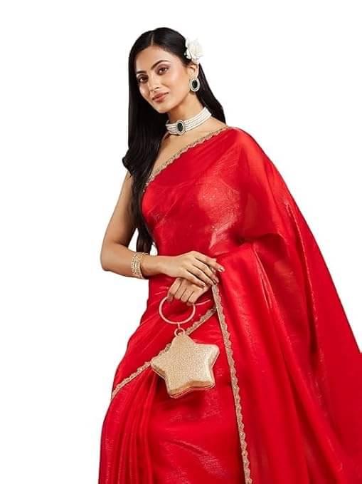     			Madhav Art Chiffon Solid Regular Saree With Unstitched Blouse Piece ( Red )