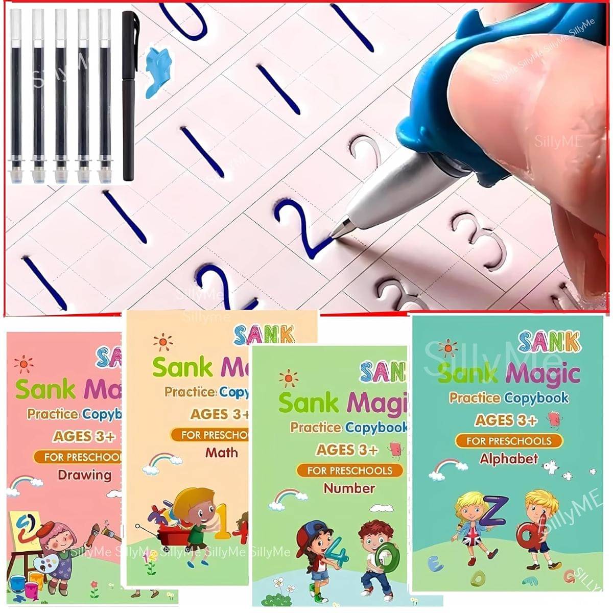     			Magic Practice Copybook (4 Books +10 Refills + 1Grip +1 Pen) - magic book, magic practice book, sank magic practice book, magic practice copybook, sank magic practice copybook, magic book for kids