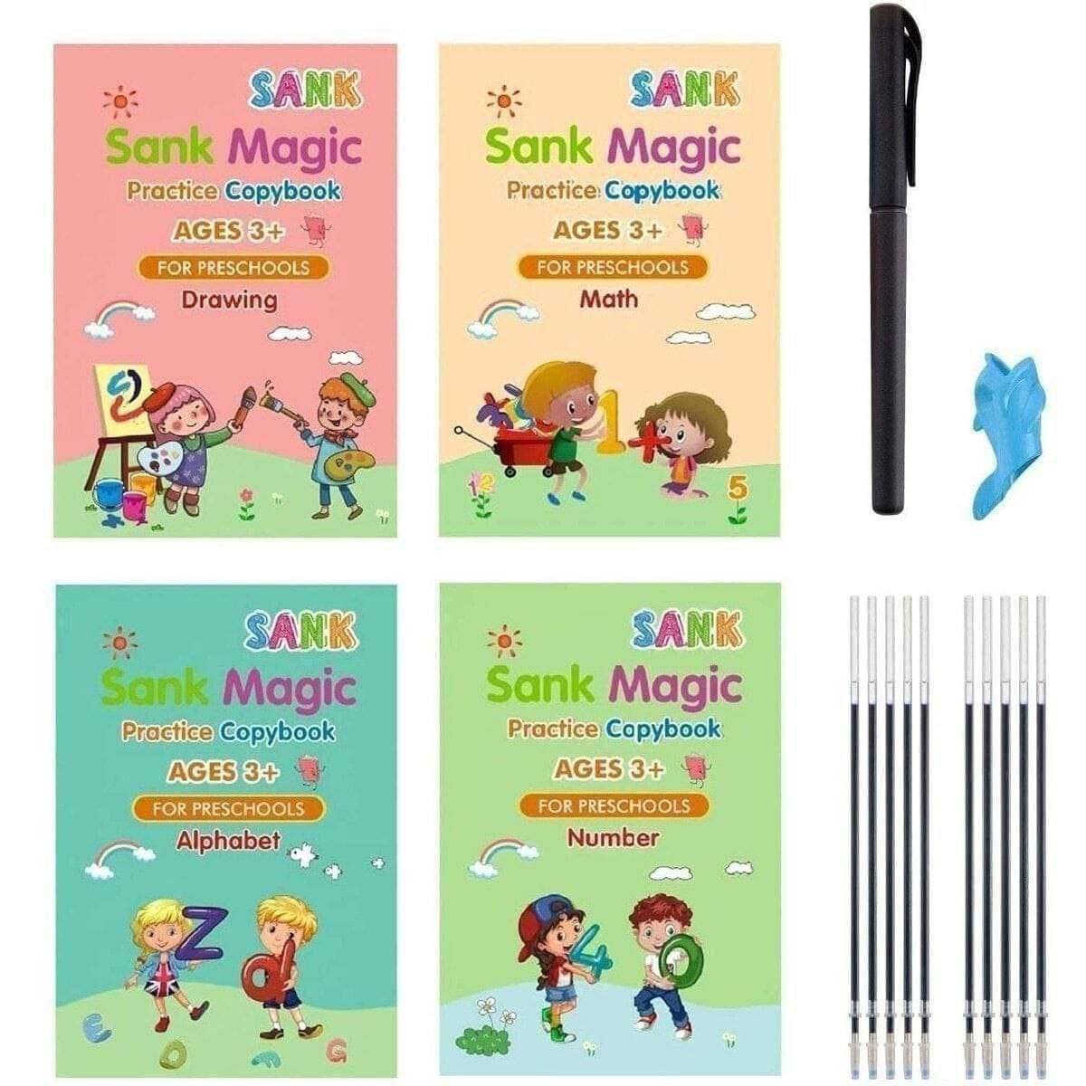 Magic Practice Copybook (4 Books +10 Refills + 1Grip +1 Pen) - magic book, magic practice book, sank magic practice book, magic practice copybook, sank magic practice copybook, magic book for kids Magic Practice Copybook (4 Books +10 Refills + 1Grip +1 Pen) - magic book, magic practice book, sank magic practice book, magic practice copybook, sank magic practice copybook, magic book for kids