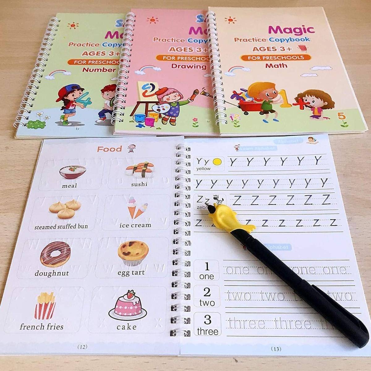 Magic Practice Copybook (4 Books +10 Refills + 1Grip +1 Pen) - magic book, magic practice book, sank magic practice book, magic practice copybook, sank magic practice copybook, magic book for kids Magic Practice Copybook (4 Books +10 Refills + 1Grip +1 Pen) - magic book, magic practice book, sank magic practice book, magic practice copybook, sank magic practice copybook, magic book for kids