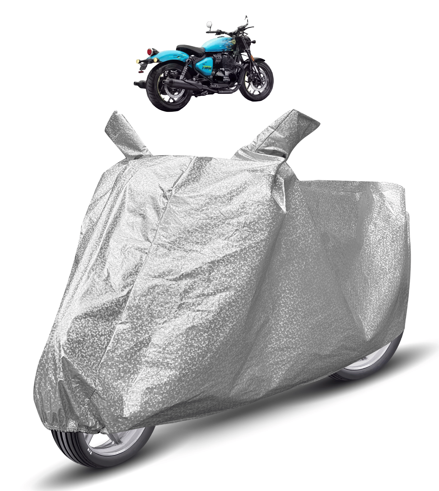 Mockhe Bike Body Cover for Royal Enfield All Bike Models ( Pack of 1 ) , Silver Mockhe Bike Body Cover for Royal Enfield All Bike Models ( Pack of 1 ) , Silver
