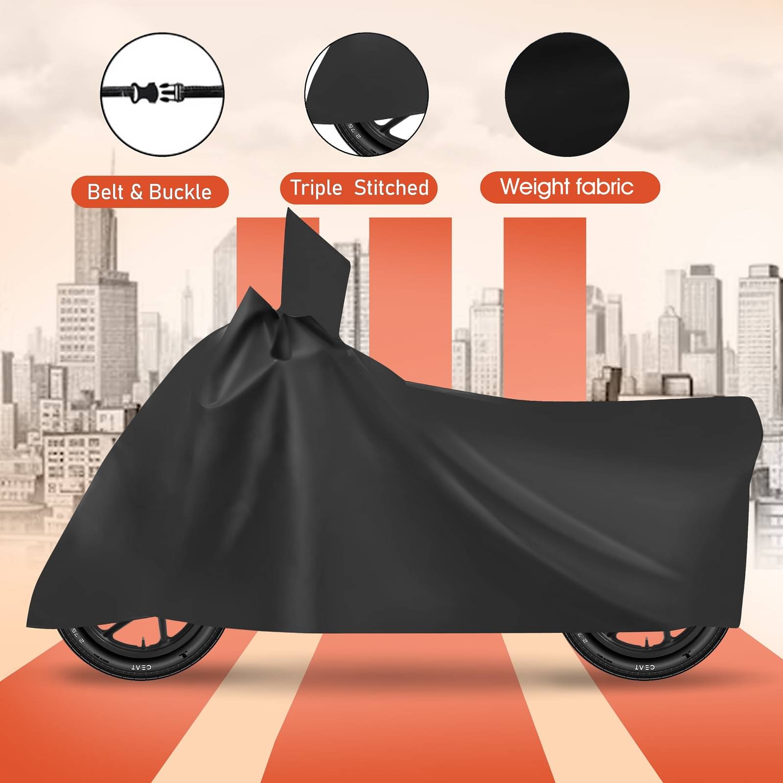 Mockhe Bike Body Cover for All Brands All Bike Models ( Pack of 1 ) , Black Mockhe Bike Body Cover for All Brands All Bike Models ( Pack of 1 ) , Black