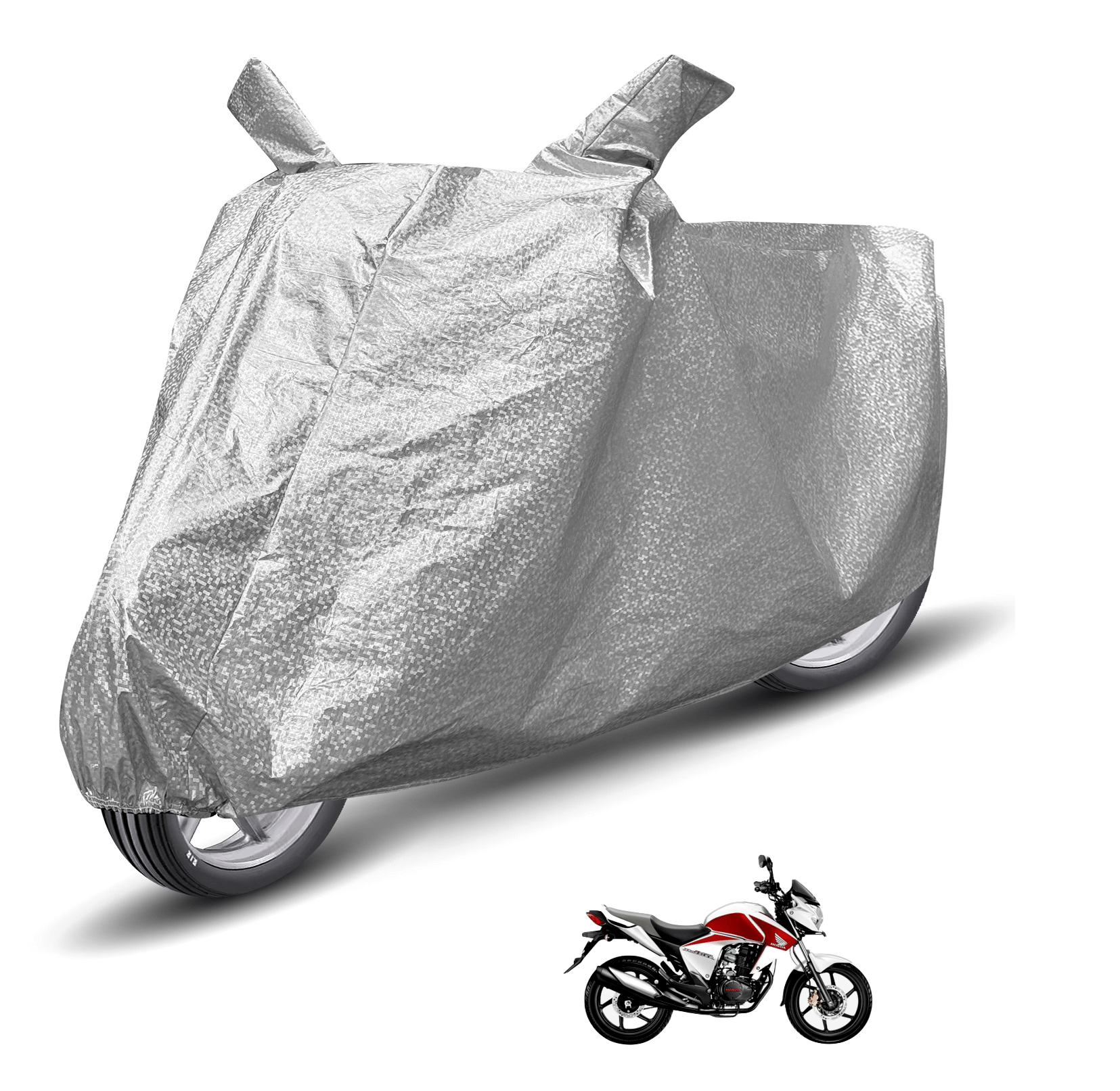 Mockhe Bike Body Cover for Honda All Bike Models ( Pack of 1 ) , Silver Mockhe Bike Body Cover for Honda All Bike Models ( Pack of 1 ) , Silver