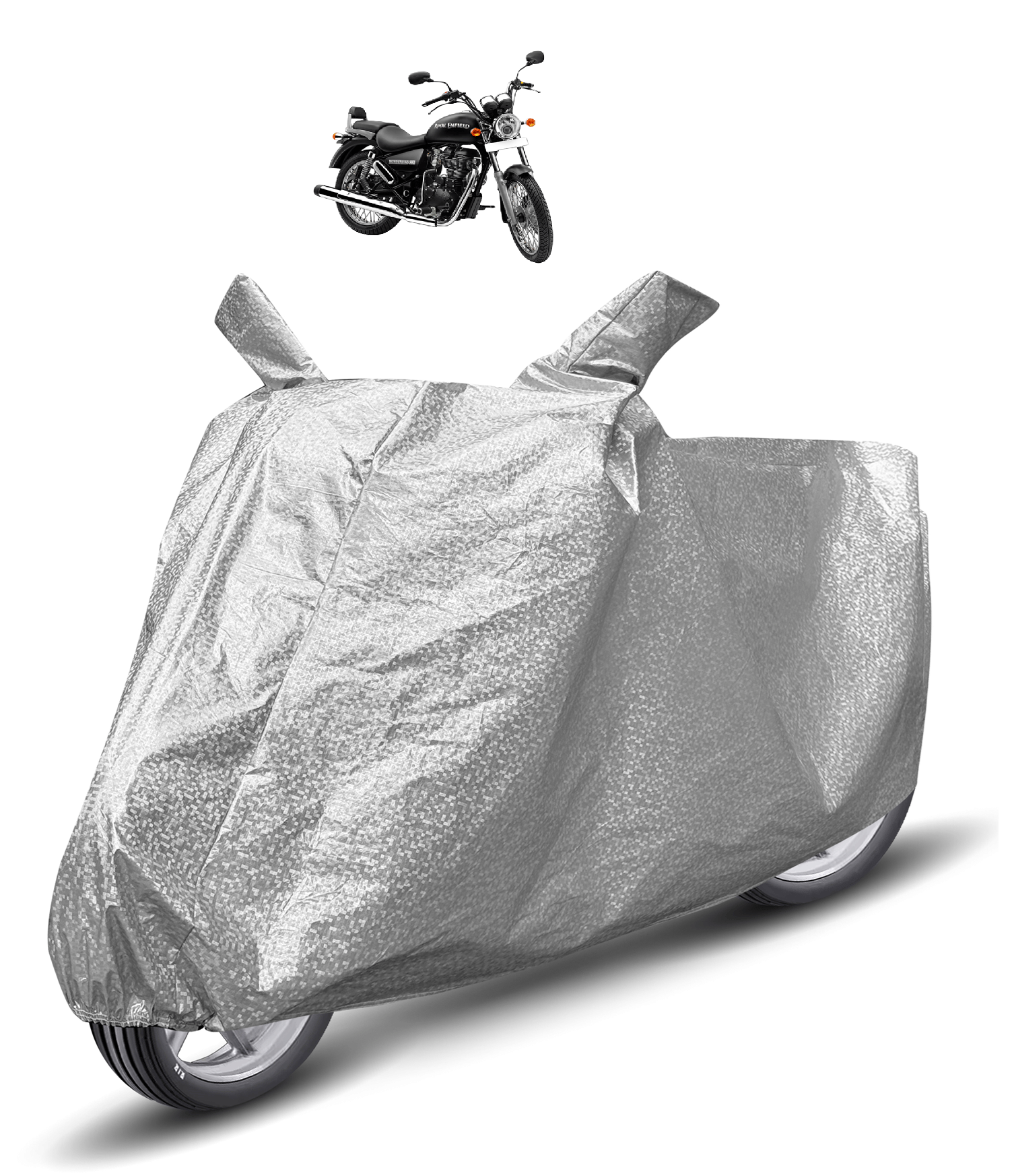 Mockhe Bike Body Cover for Royal Enfield All Bike Models ( Pack of 1 ) , Silver Mockhe Bike Body Cover for Royal Enfield All Bike Models ( Pack of 1 ) , Silver