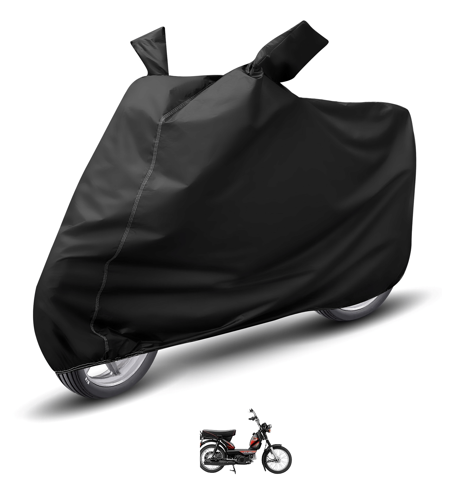 Mockhe Bike Body Cover for TVS All Bike Models ( Pack of 1 ) , Black Mockhe Bike Body Cover for TVS All Bike Models ( Pack of 1 ) , Black