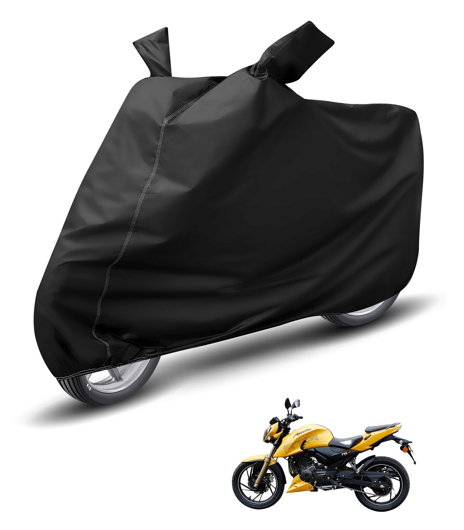 Mockhe Bike Body Cover for TVS Apache 200 ( Pack of 1 ) , Black Mockhe Bike Body Cover for TVS Apache 200 ( Pack of 1 ) , Black