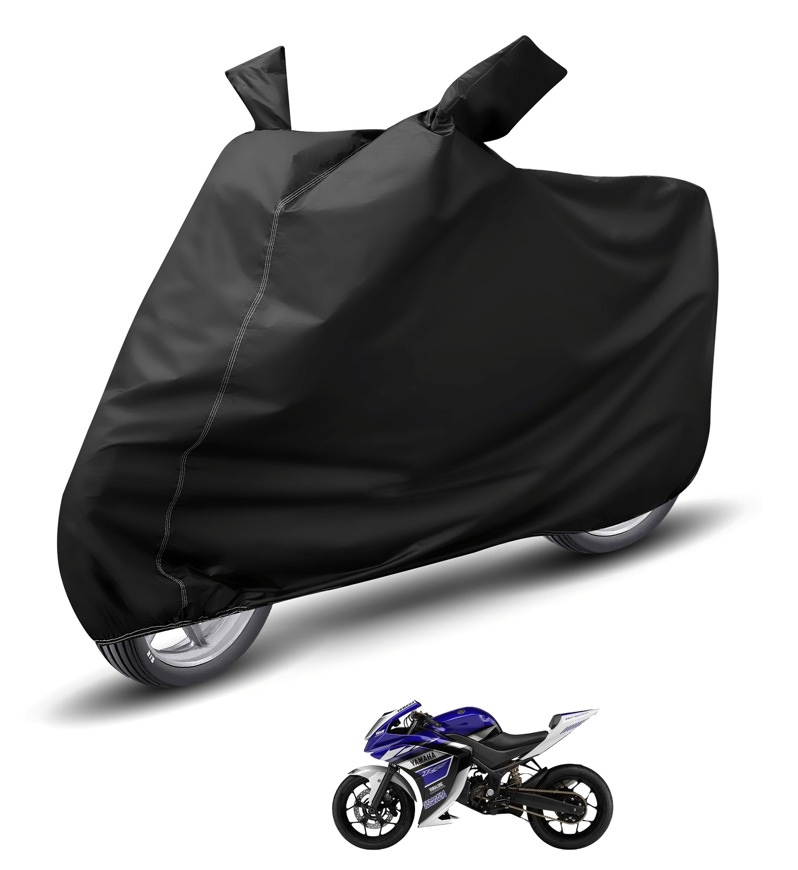 Mockhe Bike Body Cover for Yamaha All Bike Models ( Pack of 1 ) , Black Mockhe Bike Body Cover for Yamaha All Bike Models ( Pack of 1 ) , Black