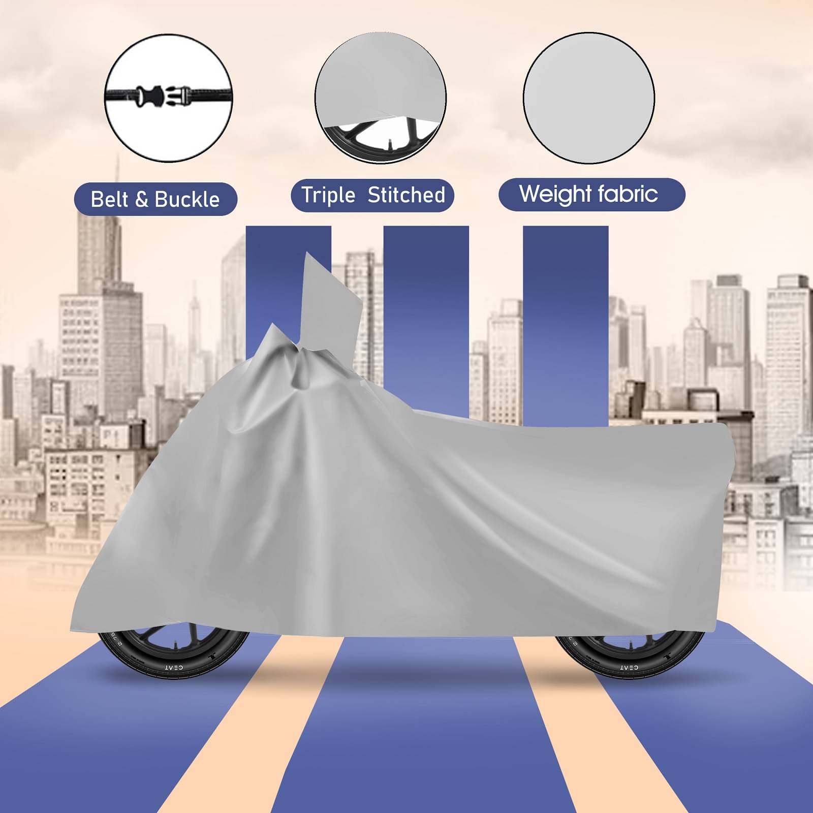 Mockhe Bike Body Cover for All Brands All Bike Models ( Pack of 1 ) , Silver Mockhe Bike Body Cover for All Brands All Bike Models ( Pack of 1 ) , Silver