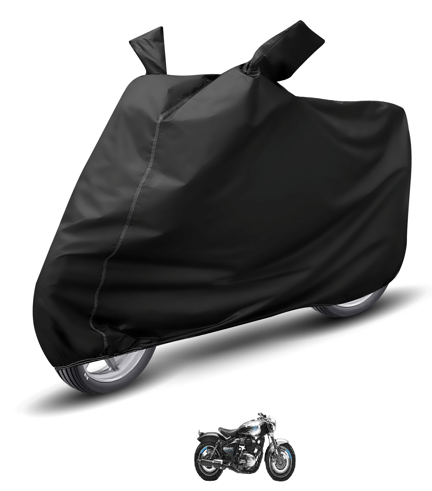     			Mockhe Bike Body Cover for Royal Enfield All Bike Models ( Pack of 1 ) , Black