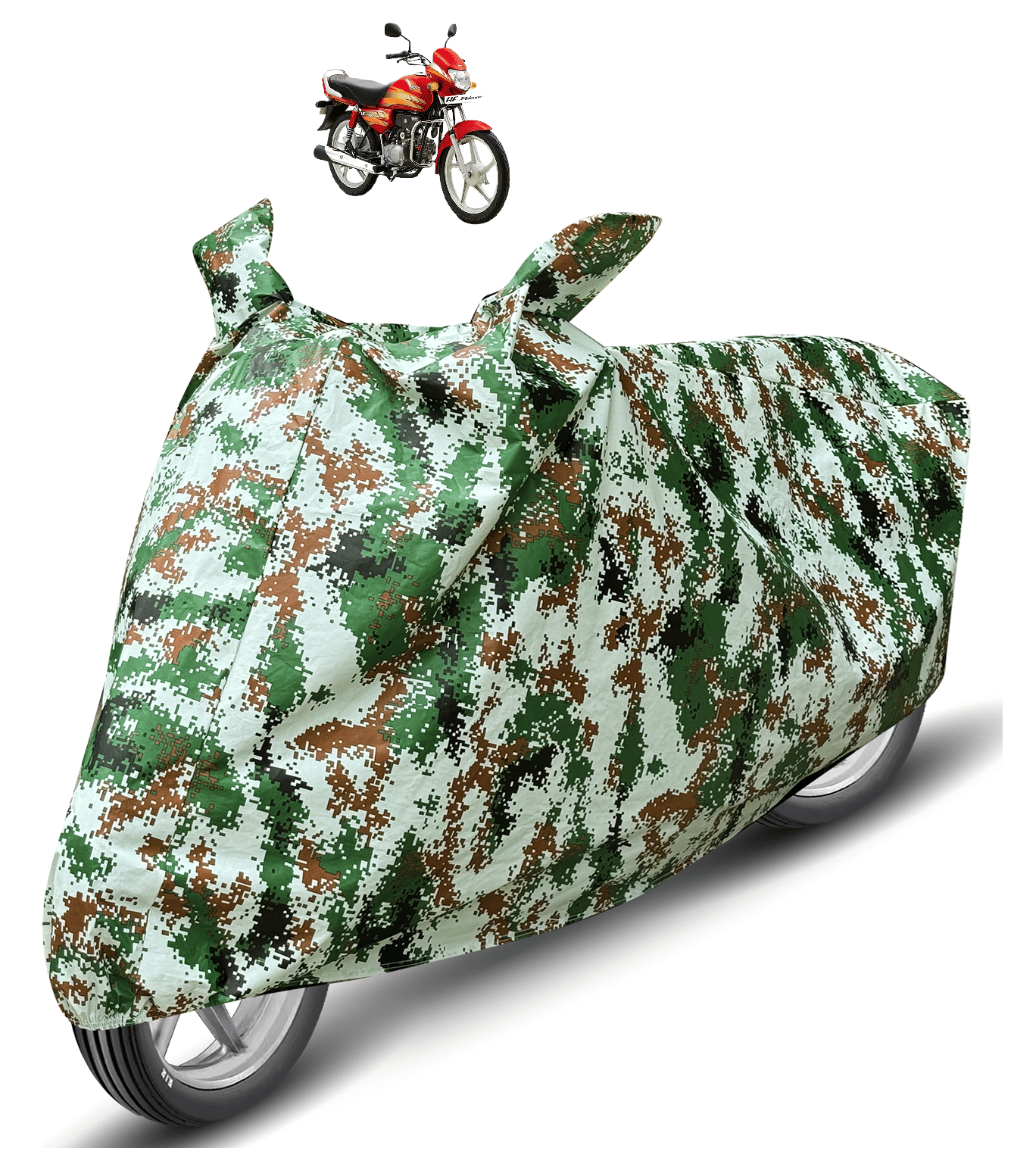 Mockhe Bike Body Cover for Hero HF Deluxe ( Pack of 1 ) , Olive Mockhe Bike Body Cover for Hero HF Deluxe ( Pack of 1 ) , Olive