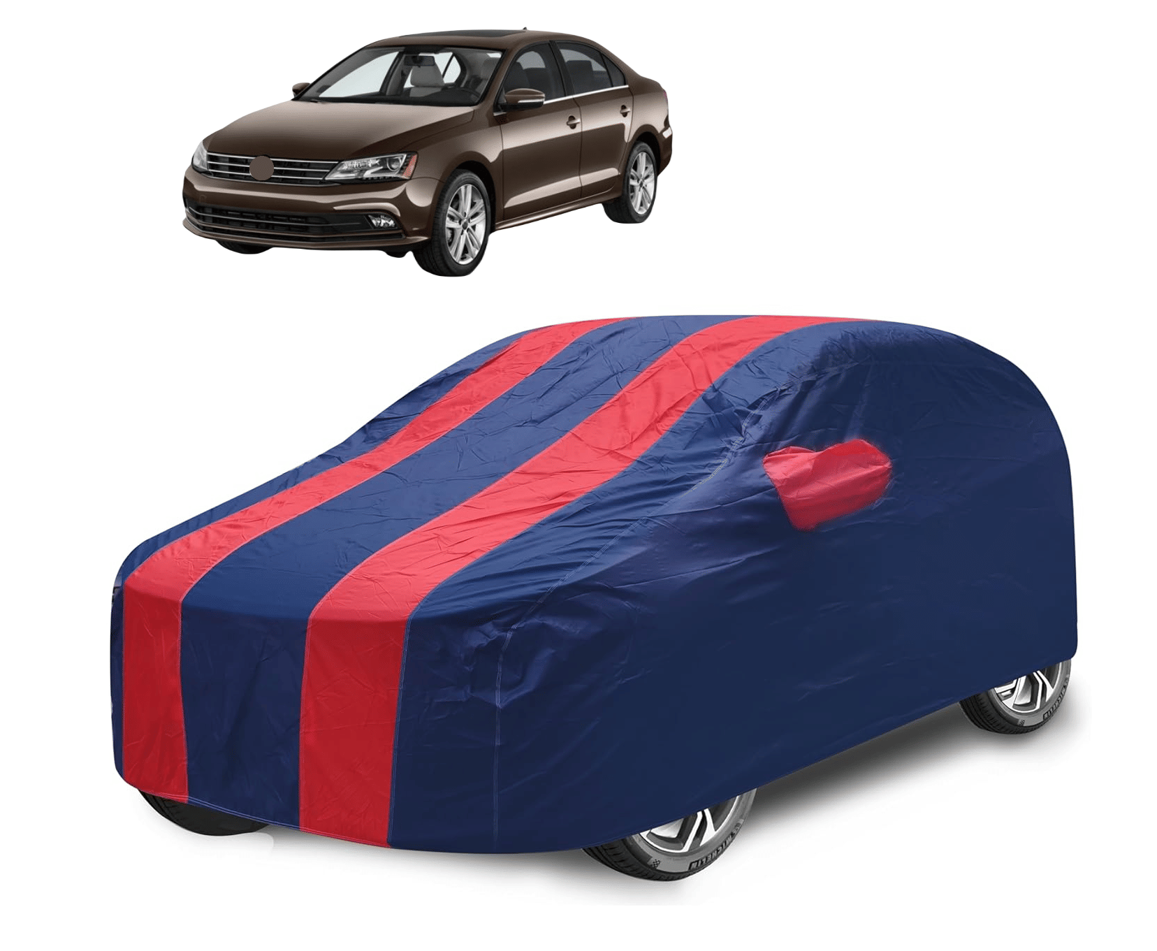     			Mockhe Car Body Cover for Volkswagen All Car Models With Mirror Pocket ( Pack of 1 ) , Red