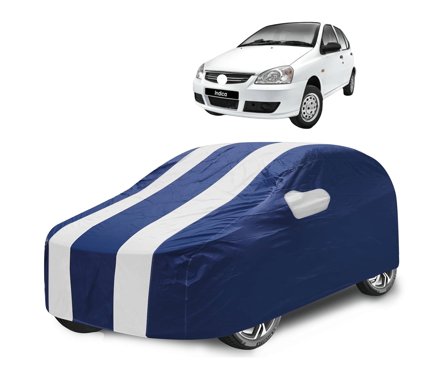     			Mockhe Car Body Cover for Tata All Car Models With Mirror Pocket ( Pack of 1 ) , White