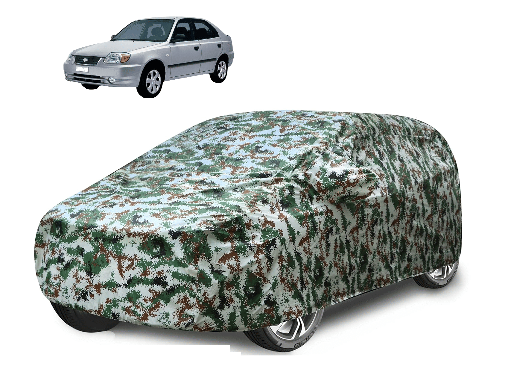     			Mockhe Car Body Cover for Hyundai All Car Models With Mirror Pocket ( Pack of 1 ) , Green