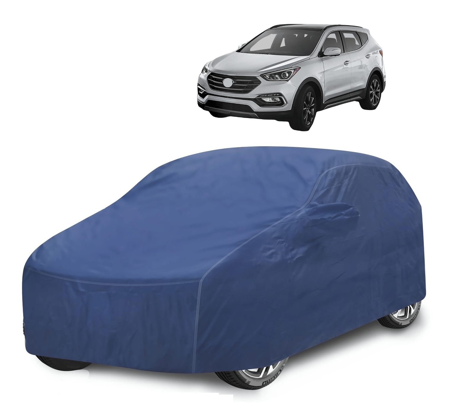     			Mockhe Car Body Cover for Hyundai All Car Models With Mirror Pocket ( Pack of 1 ) , Blue