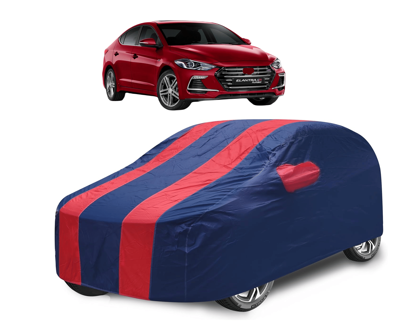     			Mockhe Car Body Cover for Hyundai All Car Models With Mirror Pocket ( Pack of 1 ) , Red