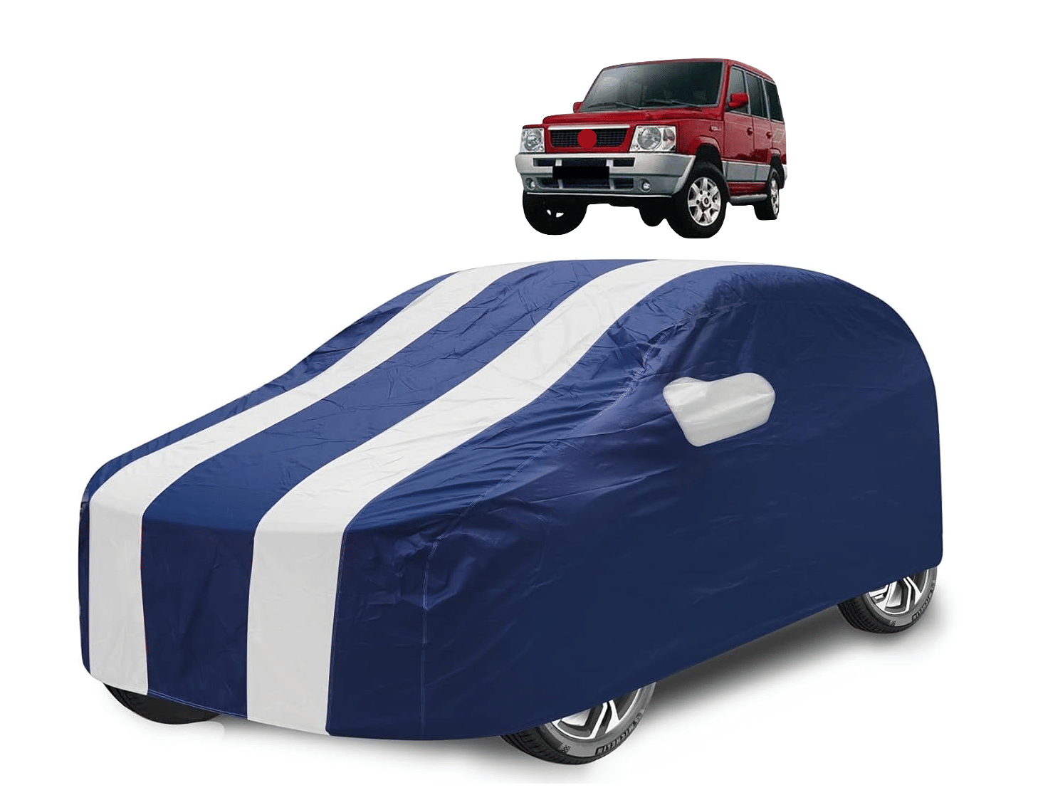     			Mockhe Car Body Cover for Tata All Car Models With Mirror Pocket ( Pack of 1 ) , White