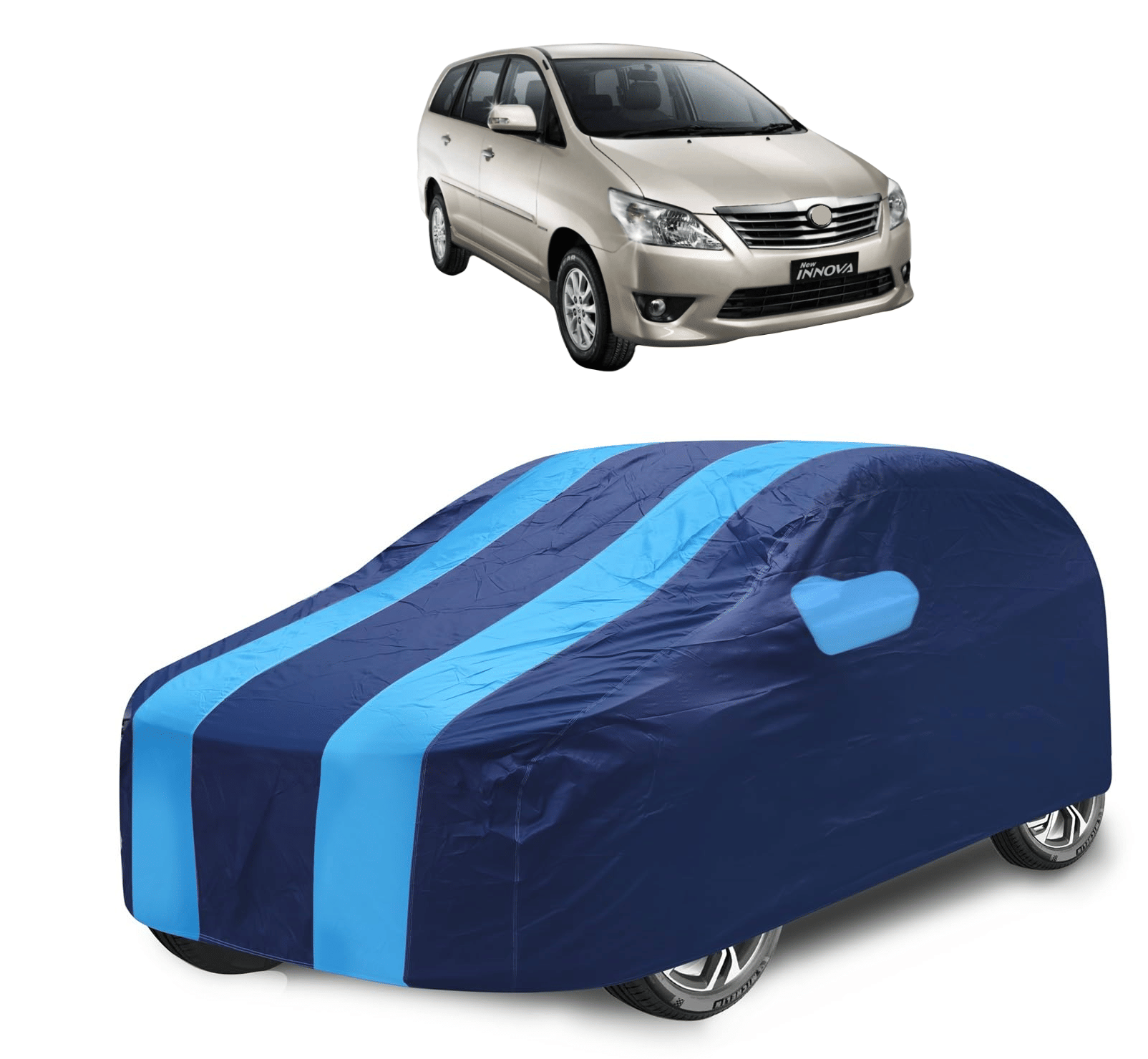     			Mockhe Car Body Cover for Toyota All Car Models With Mirror Pocket ( Pack of 1 ) , Blue