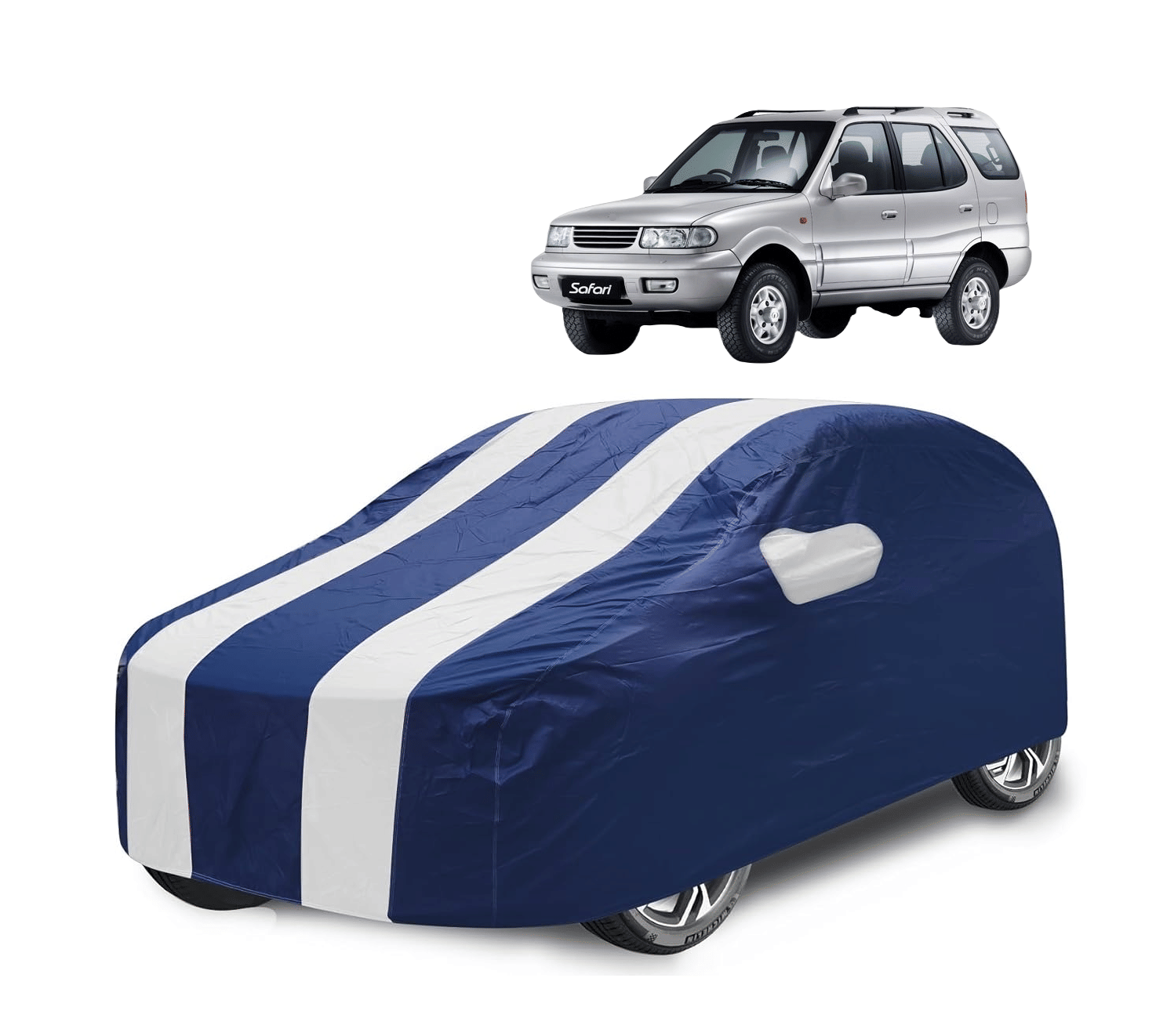     			Mockhe Car Body Cover for Tata All Car Models With Mirror Pocket ( Pack of 1 ) , White