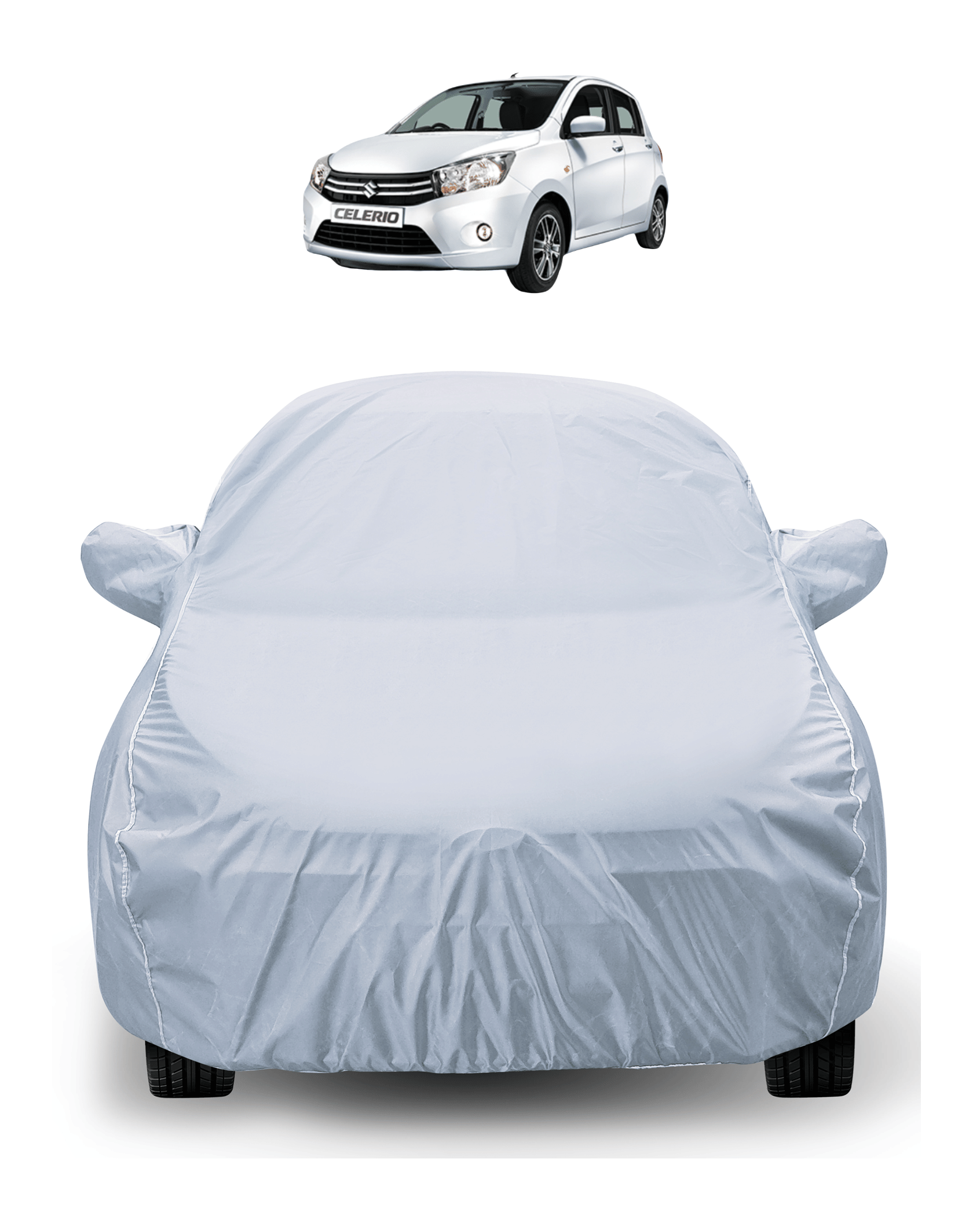     			Mockhe Car Body Cover for Maruti Suzuki All Car Models With Mirror Pocket ( Pack of 1 ) , Silver