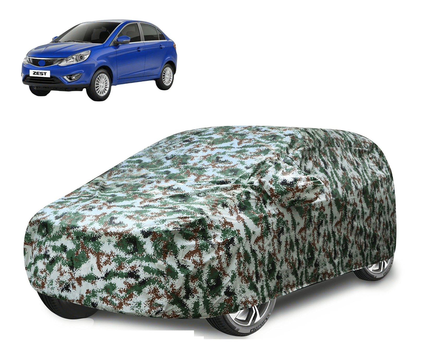     			Mockhe Car Body Cover for Tata All Car Models With Mirror Pocket ( Pack of 1 ) , Green