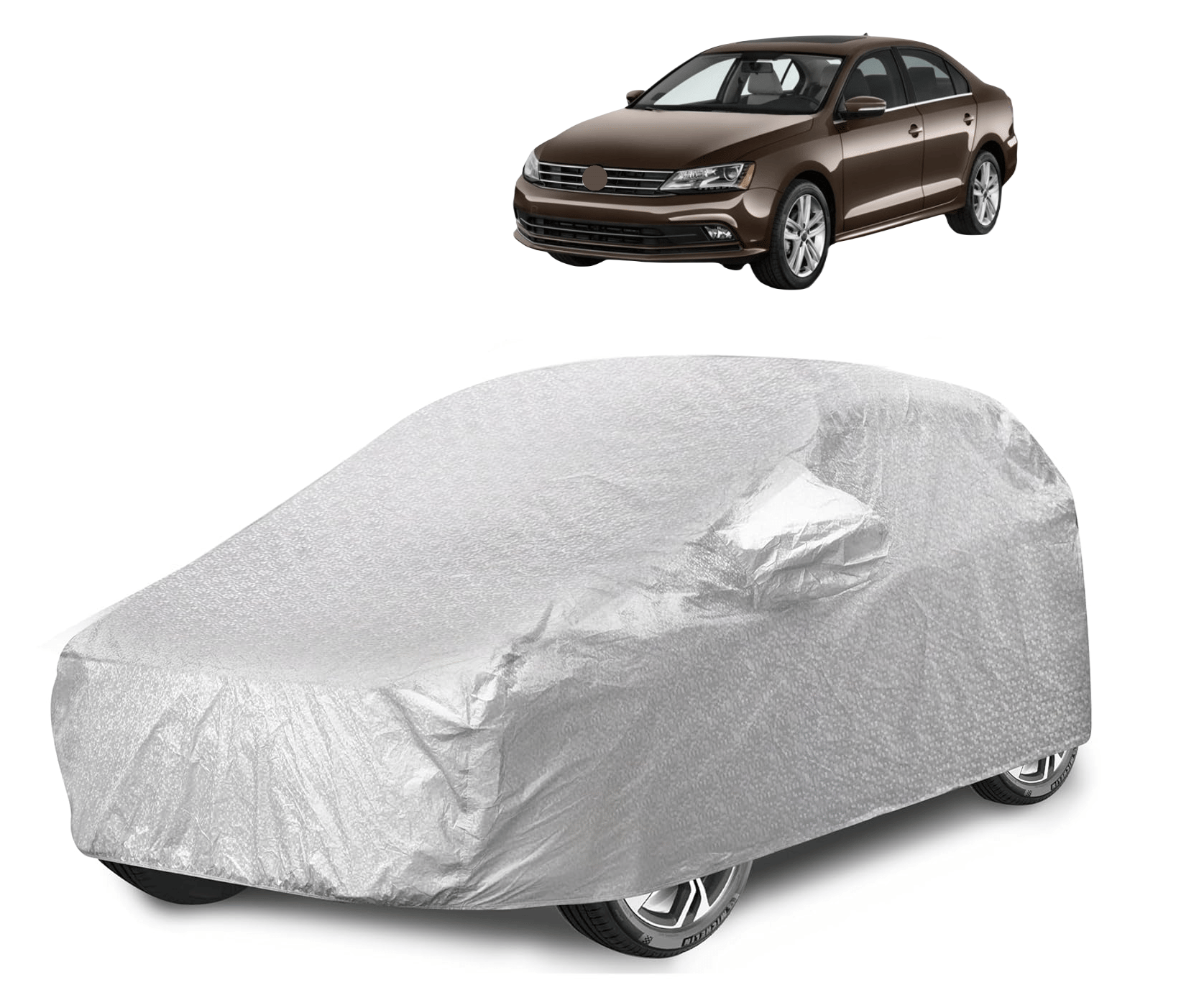     			Mockhe Car Body Cover for Volkswagen All Car Models With Mirror Pocket ( Pack of 1 ) , Silver
