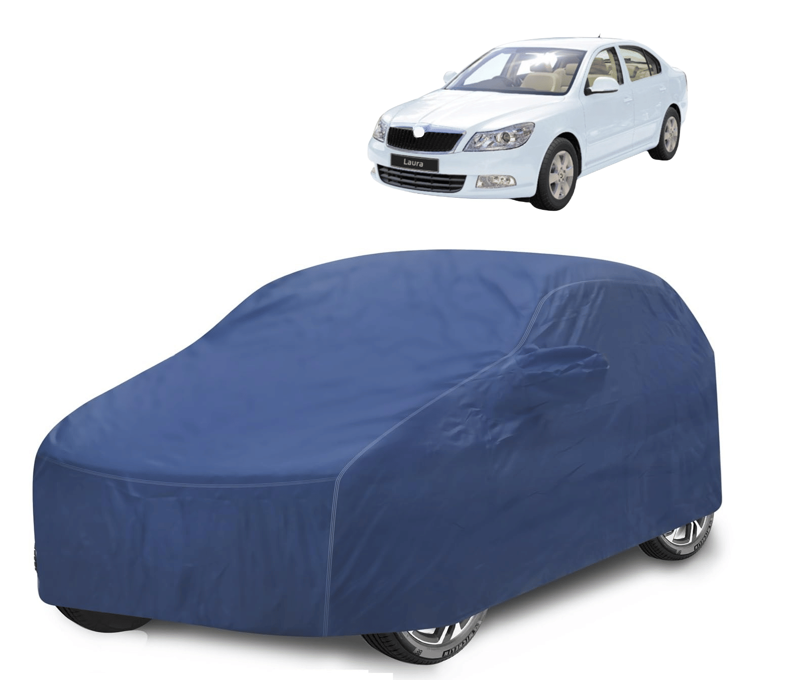     			Mockhe Car Body Cover for Skoda All Car Models With Mirror Pocket ( Pack of 1 ) , Blue