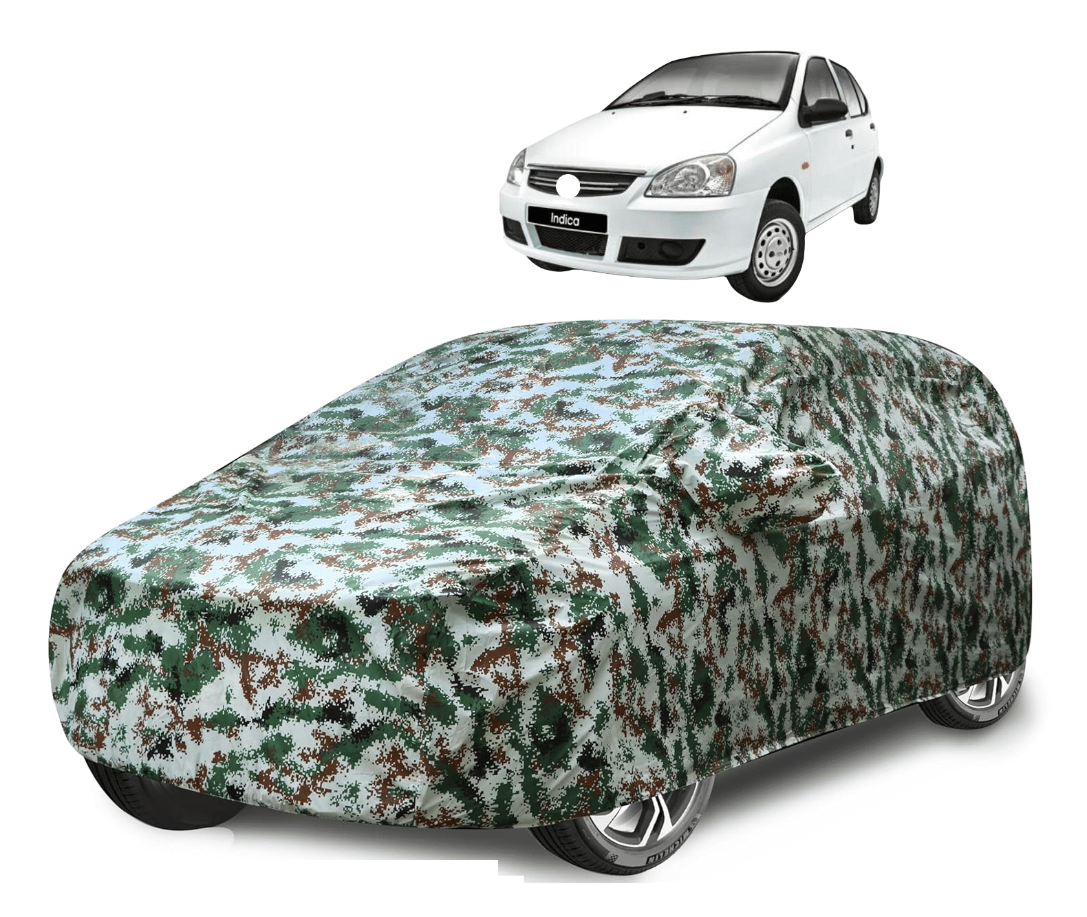     			Mockhe Car Body Cover for Tata All Car Models With Mirror Pocket ( Pack of 1 ) , Green