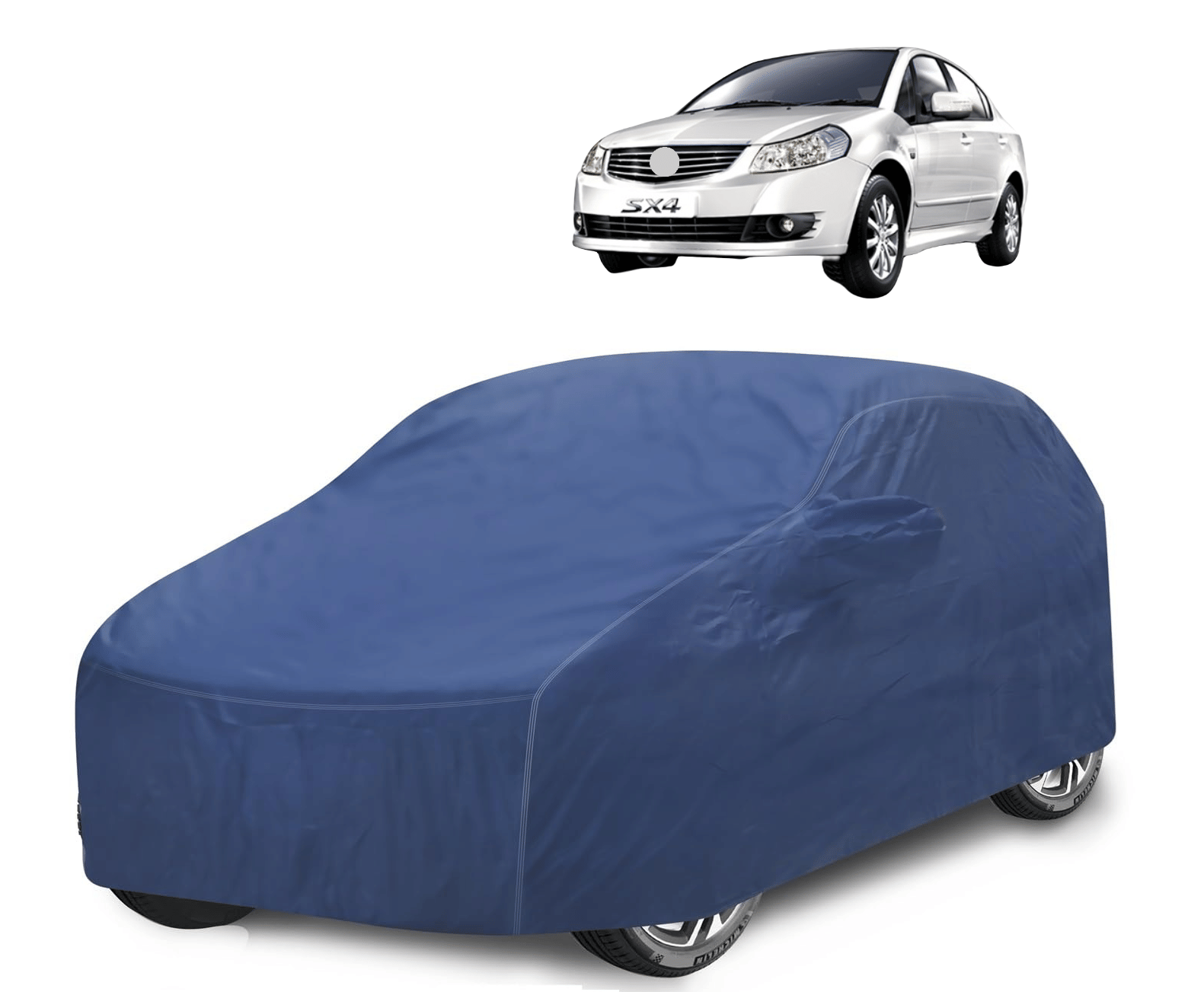     			Mockhe Car Body Cover for Maruti Suzuki All Car Models With Mirror Pocket ( Pack of 1 ) , Blue