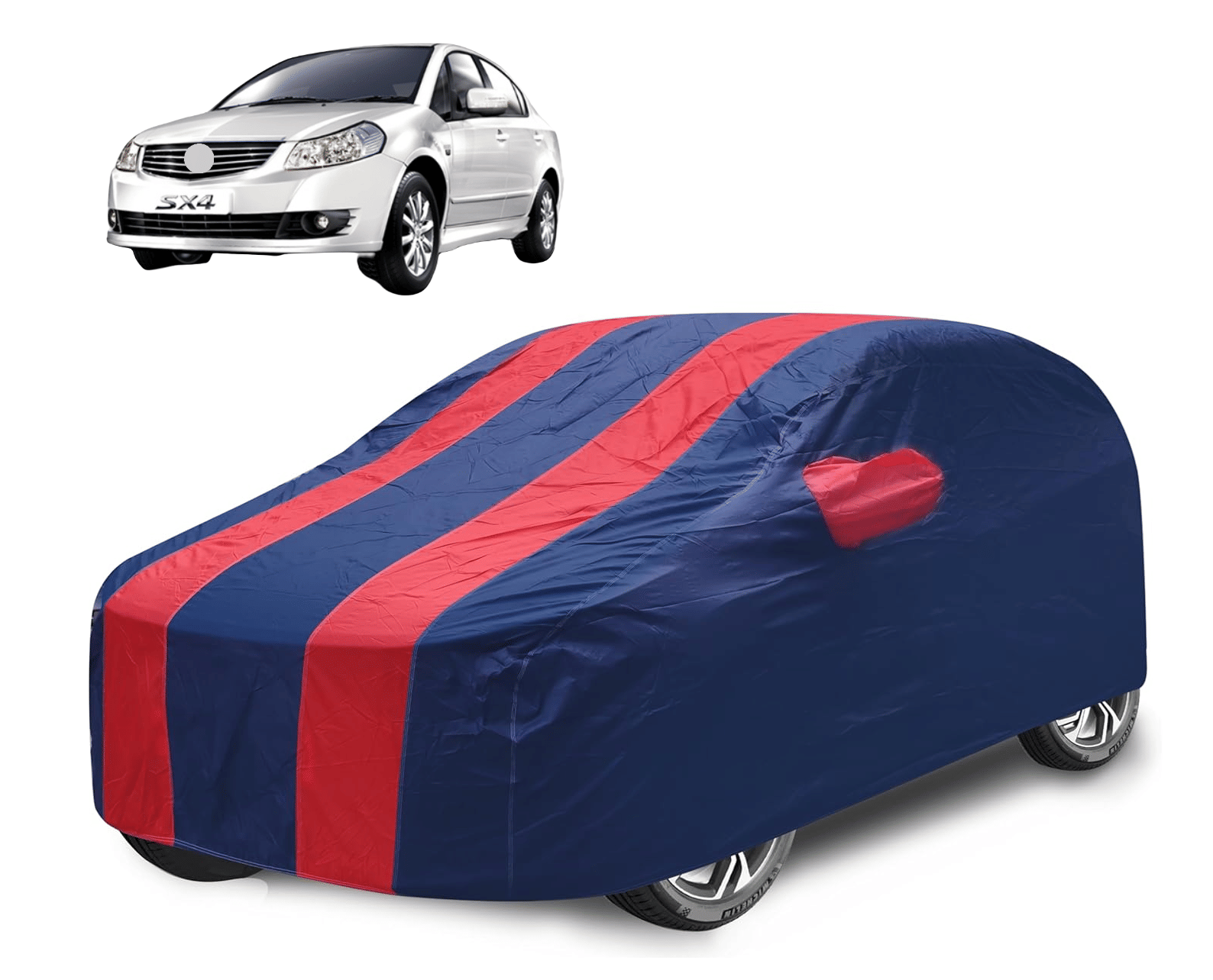     			Mockhe Car Body Cover for Maruti Suzuki All Car Models With Mirror Pocket ( Pack of 1 ) , Red