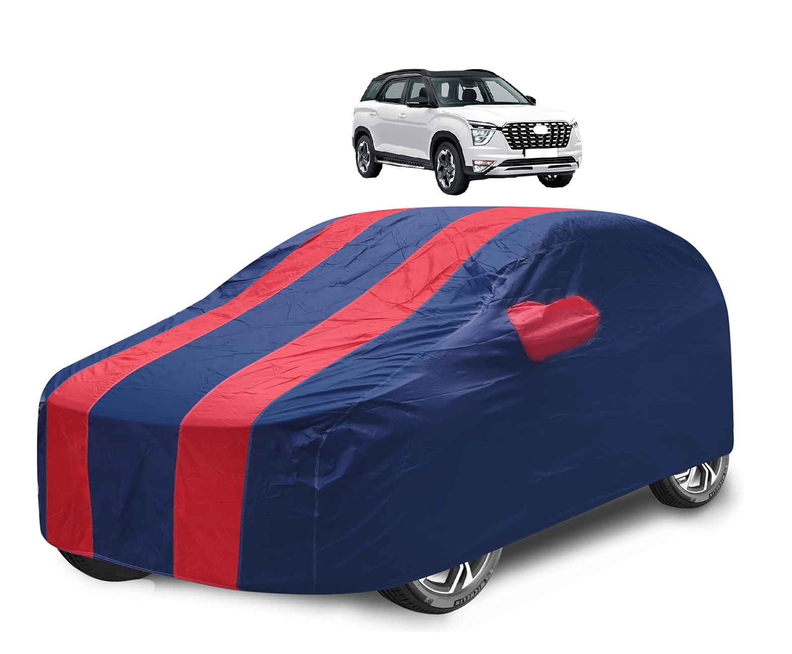     			Mockhe Car Body Cover for Hyundai All Car Models With Mirror Pocket ( Pack of 1 ) , Red