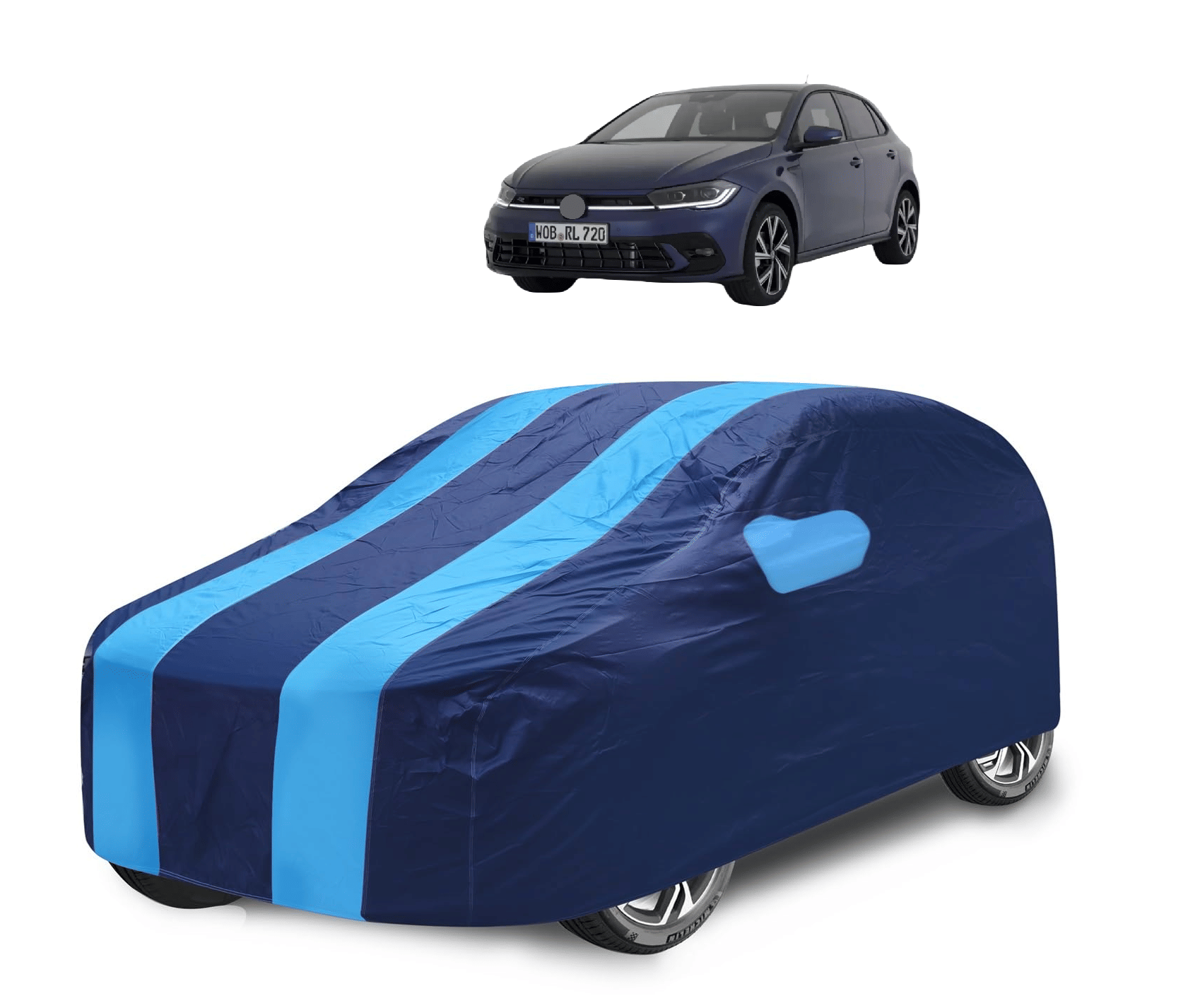     			Mockhe Car Body Cover for Volkswagen All Car Models With Mirror Pocket ( Pack of 1 ) , Blue