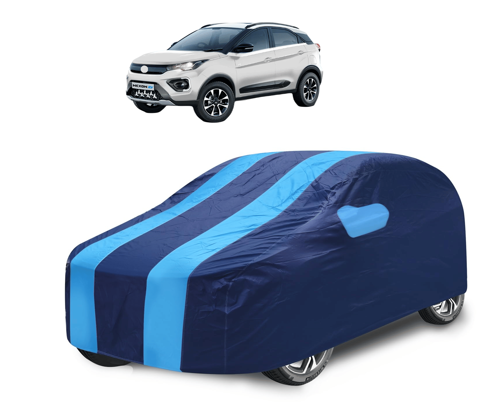     			Mockhe Car Body Cover for Tata All Car Models With Mirror Pocket ( Pack of 1 ) , Blue