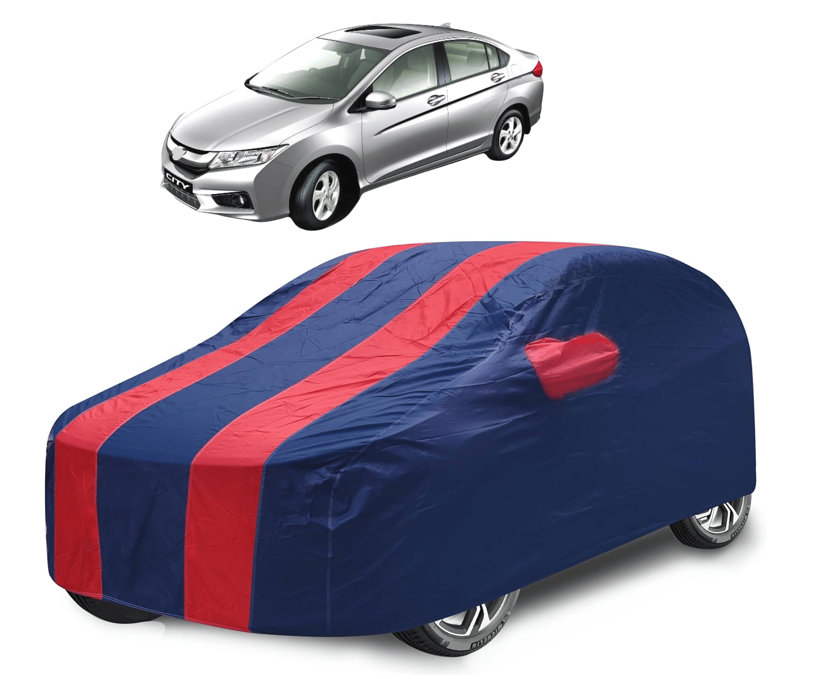     			Mockhe Car Body Cover for Honda All Car Models With Mirror Pocket ( Pack of 1 ) , Red