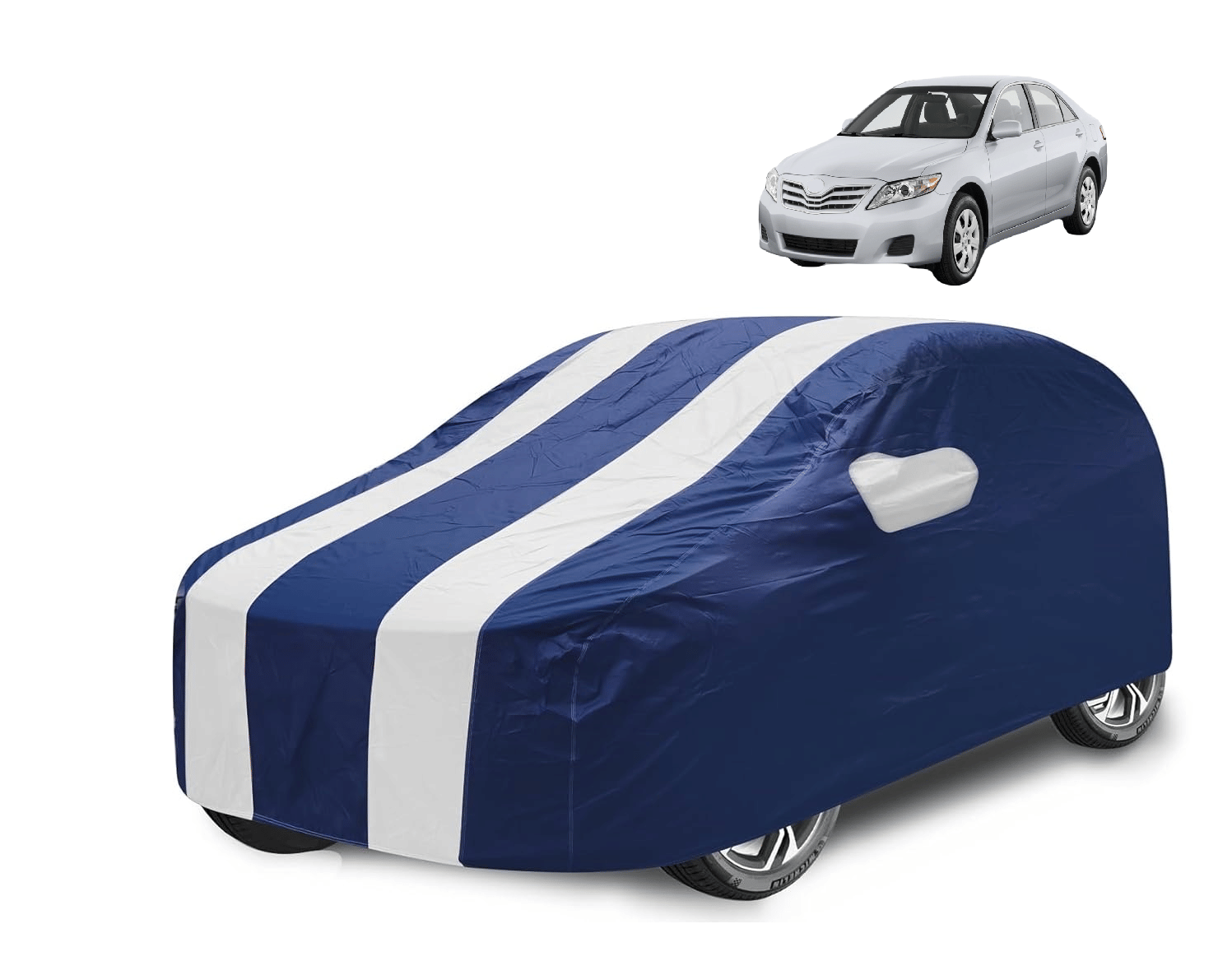     			Mockhe Car Body Cover for Toyota All Car Models With Mirror Pocket ( Pack of 1 ) , White