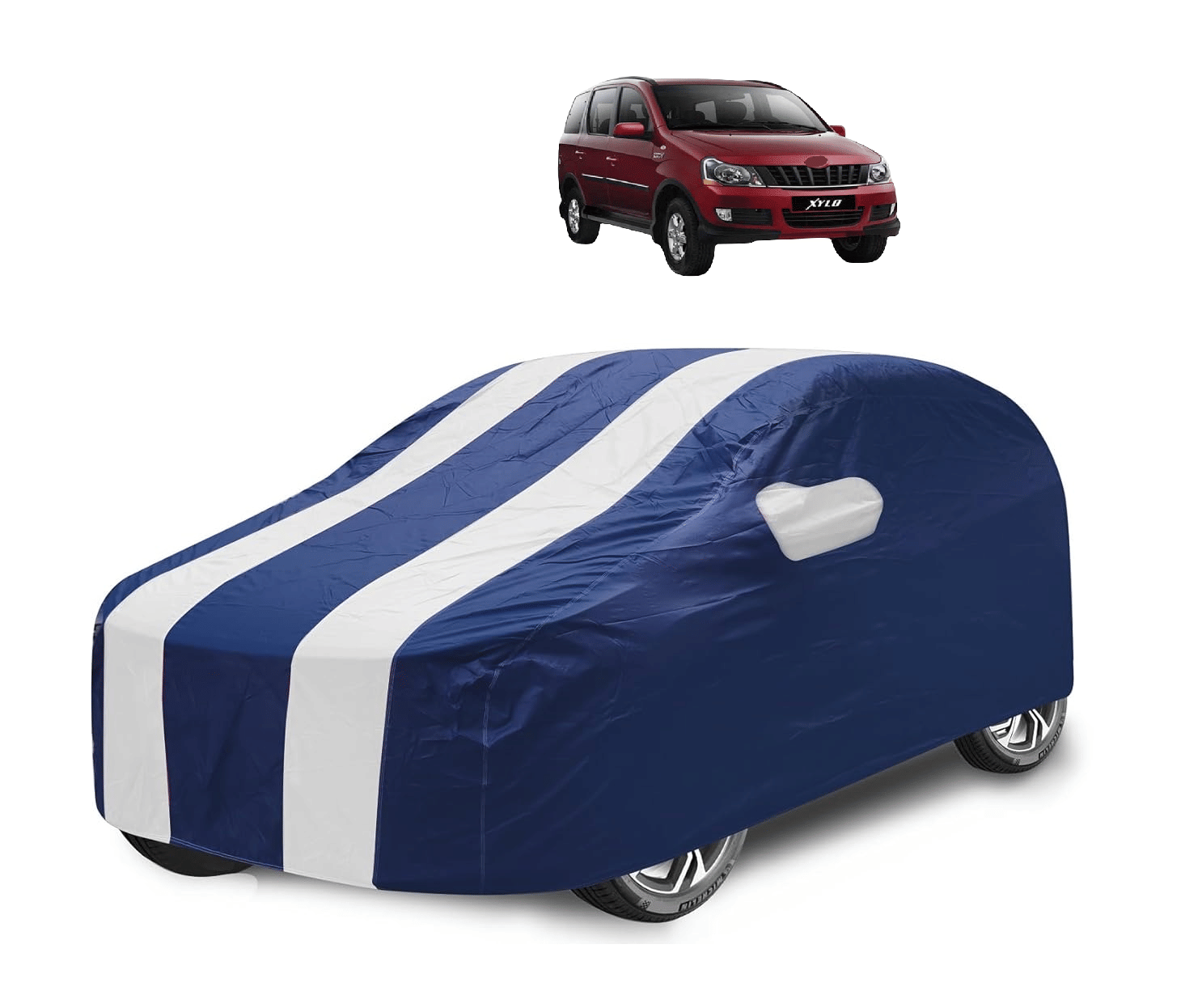     			Mockhe Car Body Cover for Mahindra All Car Models With Mirror Pocket ( Pack of 1 ) , White