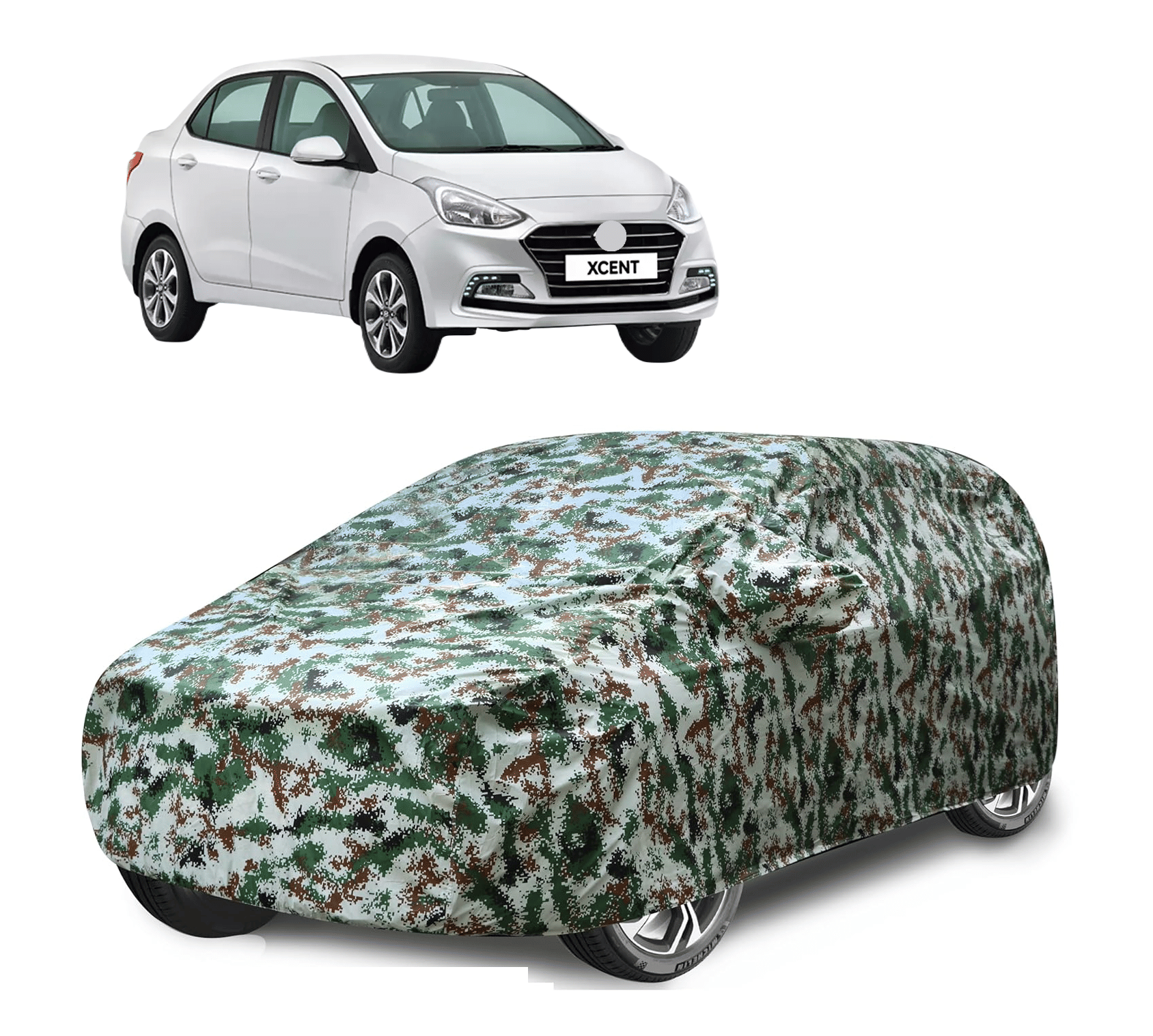     			Mockhe Car Body Cover for Hyundai All Car Models With Mirror Pocket ( Pack of 1 ) , Green
