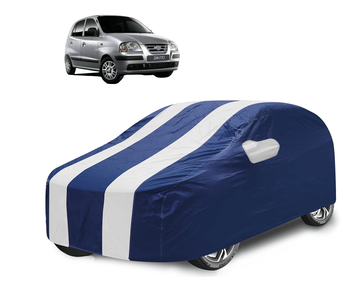     			Mockhe Car Body Cover for Hyundai All Car Models With Mirror Pocket ( Pack of 1 ) , White