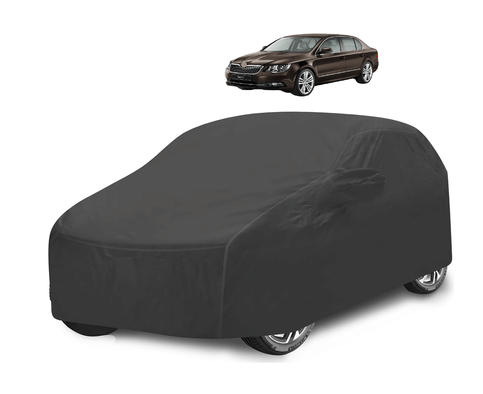     			Mockhe Car Body Cover for Skoda All Car Models With Mirror Pocket ( Pack of 1 ) , Grey