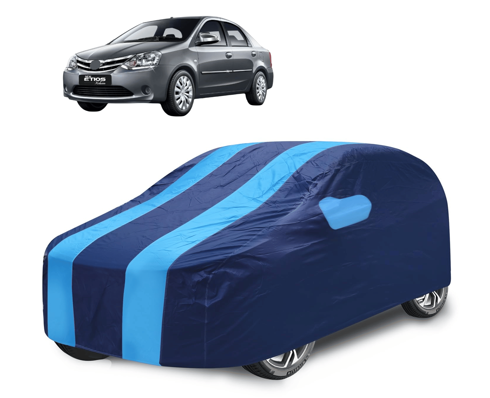     			Mockhe Car Body Cover for Toyota All Car Models With Mirror Pocket ( Pack of 1 ) , Blue