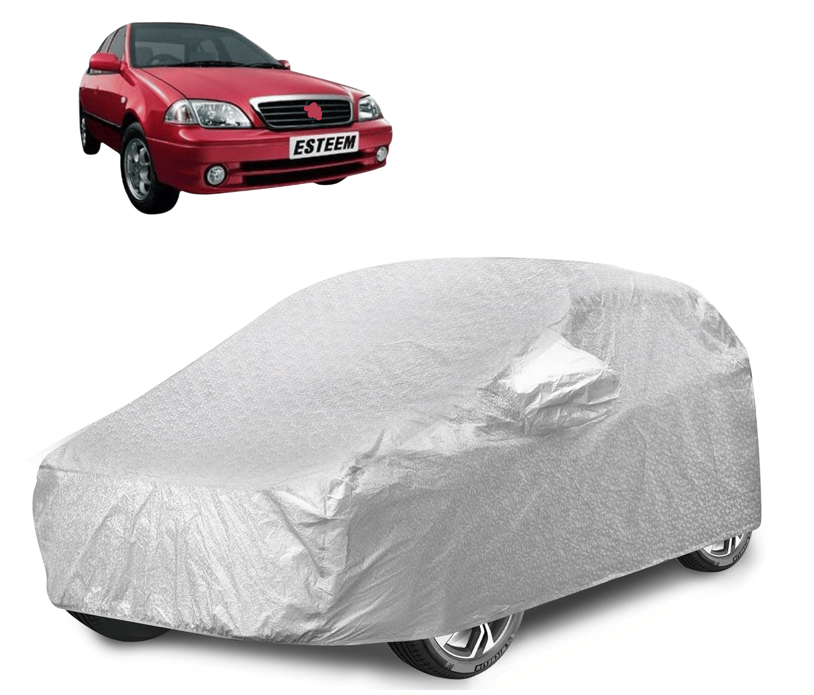     			Mockhe Car Body Cover for Maruti Suzuki All Car Models With Mirror Pocket ( Pack of 1 ) , Silver