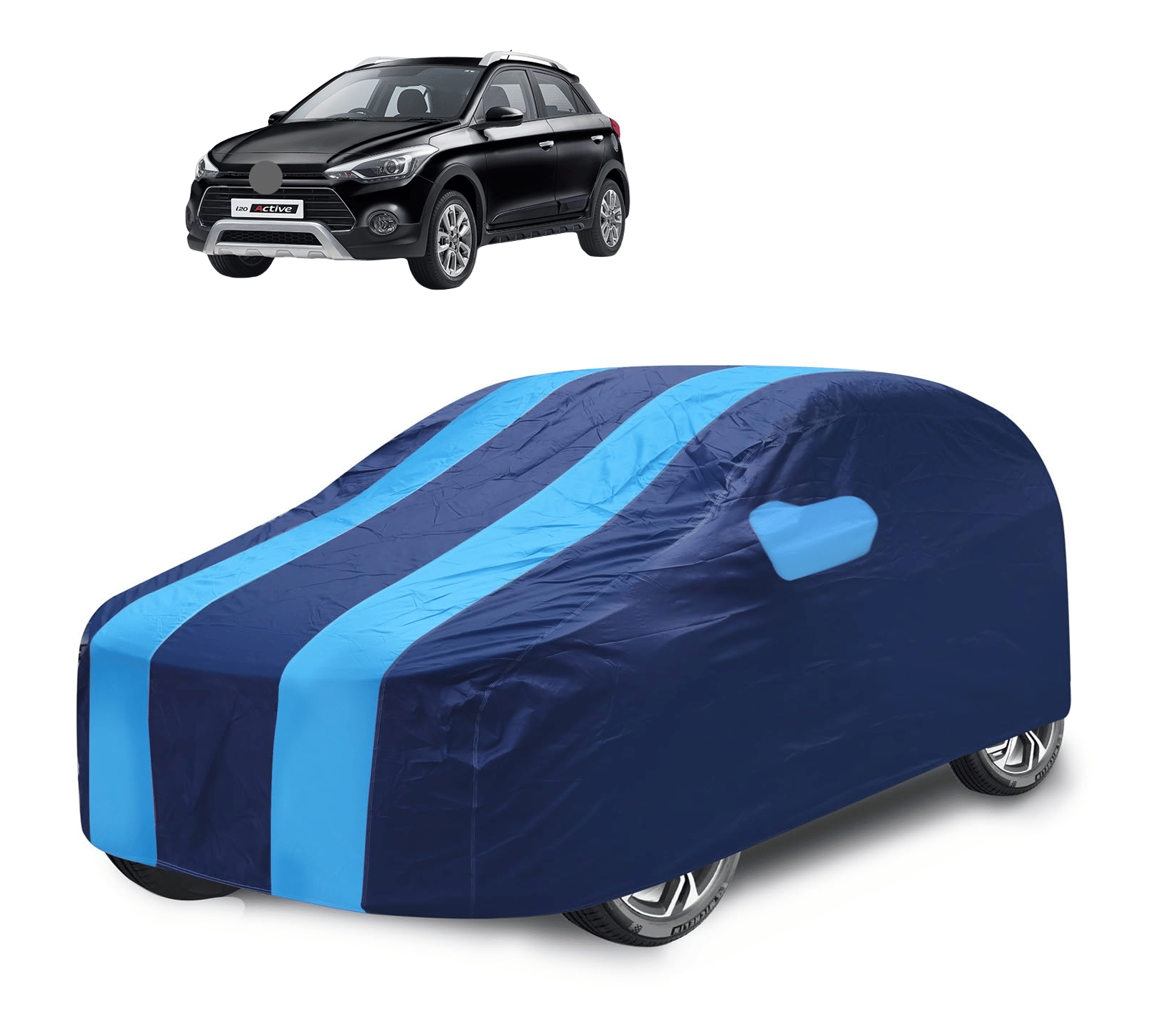     			Mockhe Car Body Cover for Hyundai All Car Models With Mirror Pocket ( Pack of 1 ) , Blue