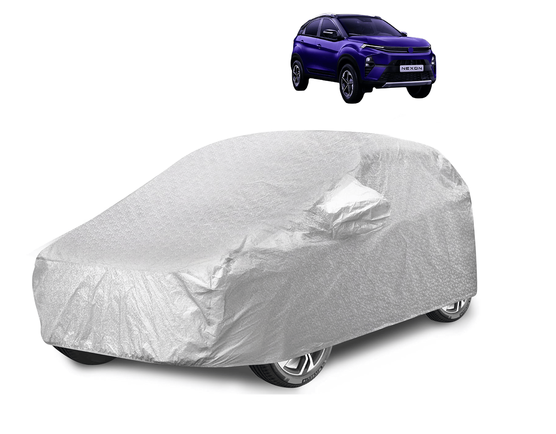     			Mockhe Car Body Cover for Tata All Car Models With Mirror Pocket ( Pack of 1 ) , Silver