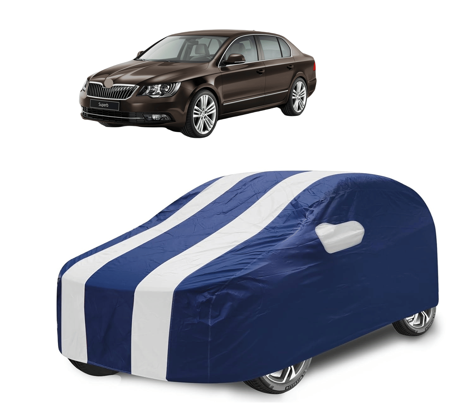     			Mockhe Car Body Cover for Skoda All Car Models With Mirror Pocket ( Pack of 1 ) , White