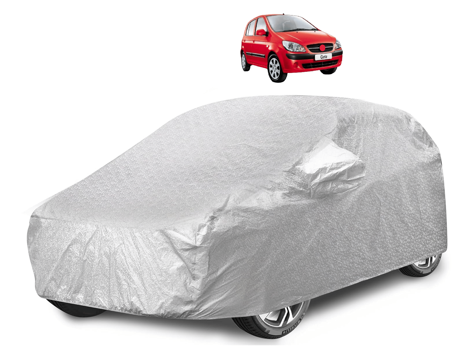     			Mockhe Car Body Cover for Hyundai All Car Models With Mirror Pocket ( Pack of 1 ) , Silver