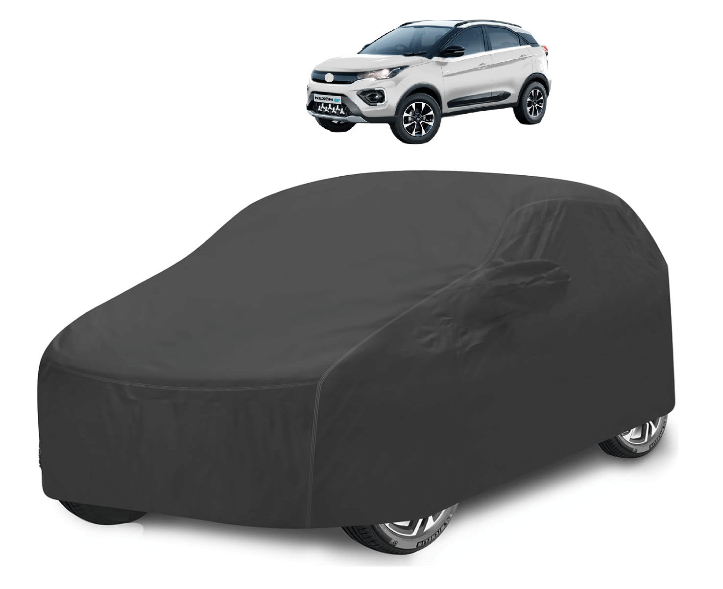     			Mockhe Car Body Cover for Tata All Car Models With Mirror Pocket ( Pack of 1 ) , Grey