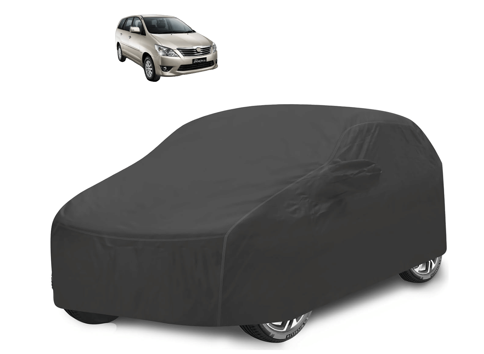     			Mockhe Car Body Cover for Toyota All Car Models With Mirror Pocket ( Pack of 1 ) , Grey