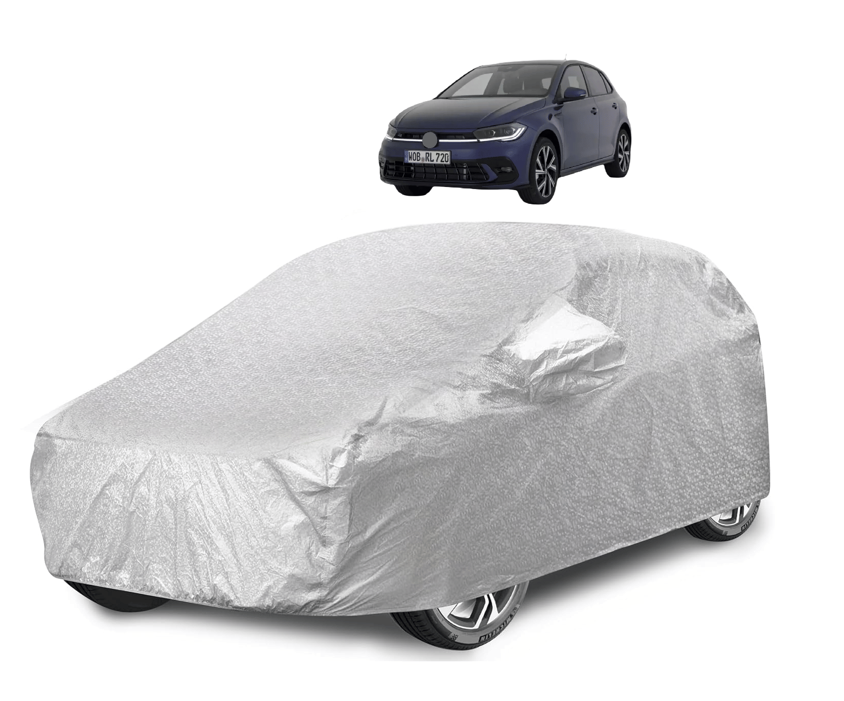     			Mockhe Car Body Cover for Volkswagen All Car Models With Mirror Pocket ( Pack of 1 ) , Silver