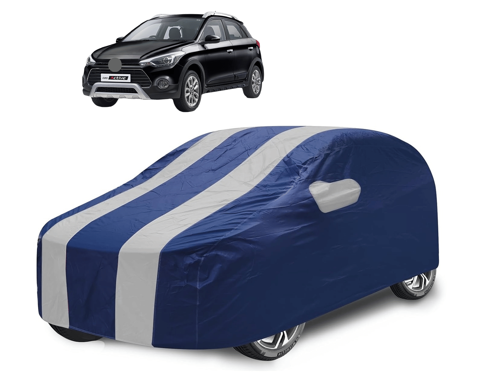     			Mockhe Car Body Cover for Hyundai All Car Models With Mirror Pocket ( Pack of 1 ) , Silver